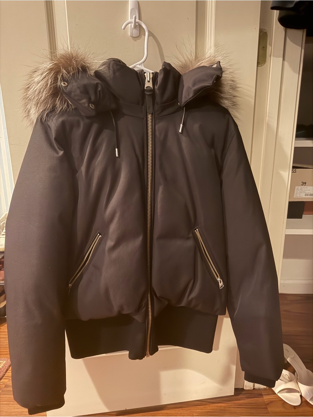 Black Fur-Trim Hooded MACKAGE Winter Jacket - Women's